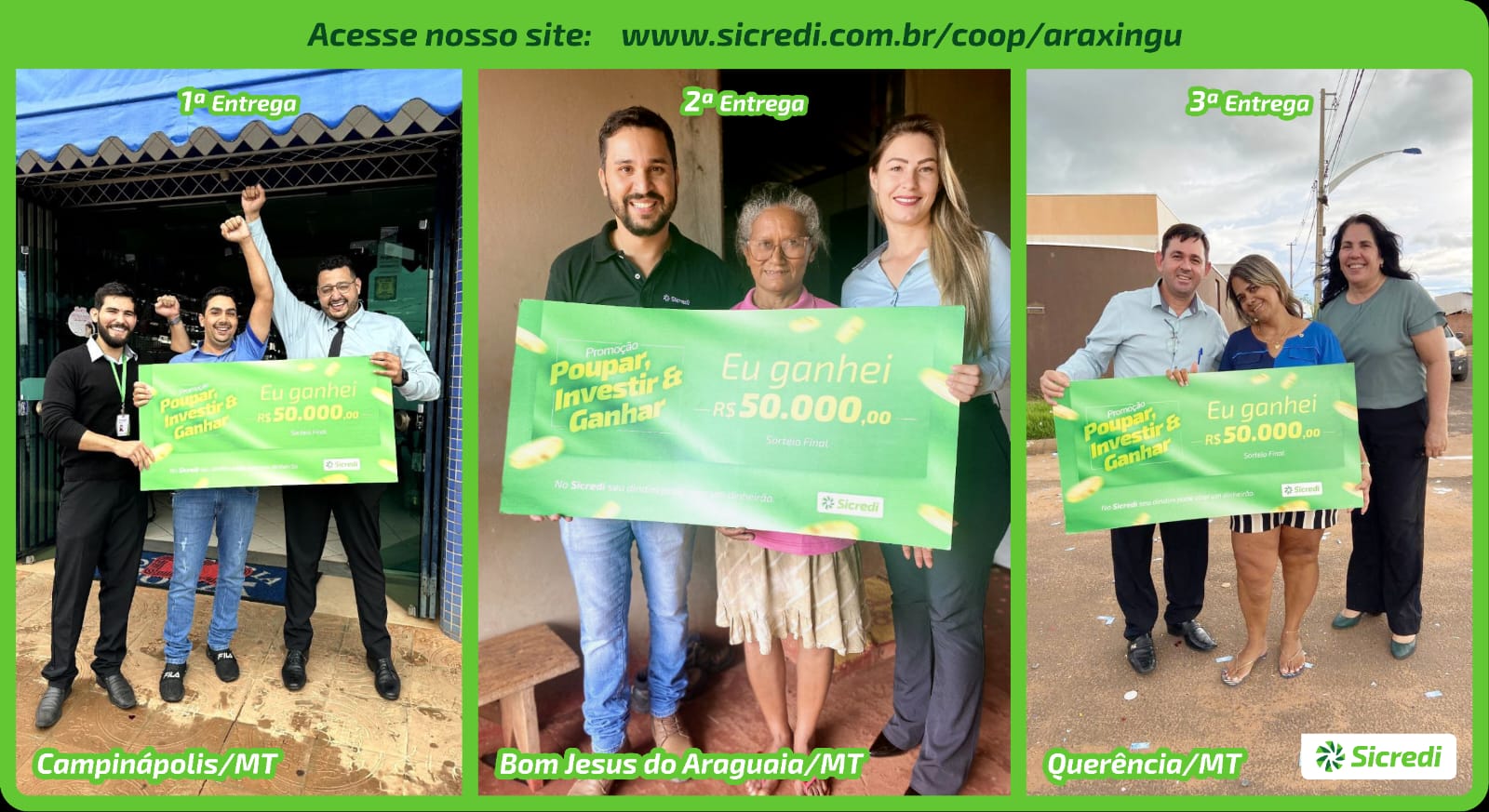 Photo of Sicredi entrega cheques de 50 mil reais da promoção Poupar, Investir e Ganhar