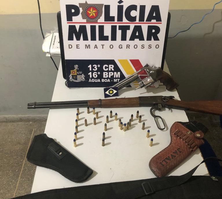 Photo of Água Boa – Polícia Militar prende suspeito por porte ilegal, apreende armas e munições