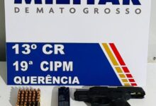 Photo of Polícia Militar apreende pistola calibre 9mm e conduz suspeito por posse irregular de arma em Querência